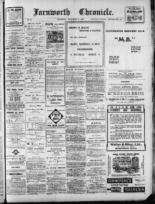 cover page of Farnworth Chronicle published on November 2, 1907