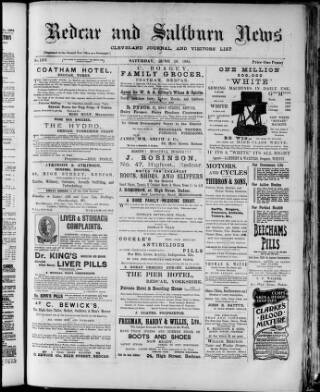 cover page of Redcar and Saltburn News published on June 18, 1904