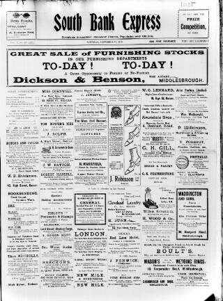 cover page of South Bank Express published on September 17, 1910