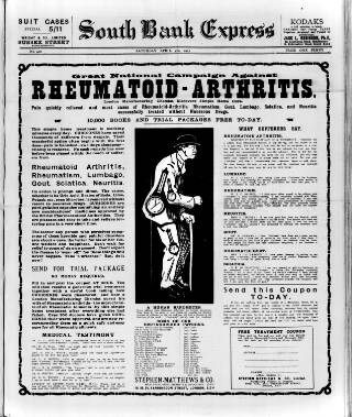 cover page of South Bank Express published on April 4, 1925