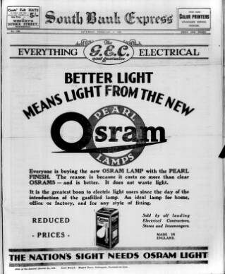 cover page of South Bank Express published on February 2, 1929
