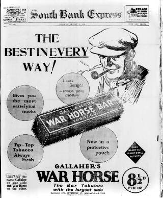 cover page of South Bank Express published on August 2, 1930