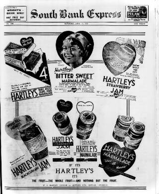 cover page of South Bank Express published on June 18, 1932