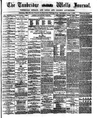 cover page of Tunbridge Wells Journal published on April 4, 1878