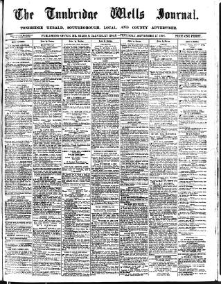 cover page of Tunbridge Wells Journal published on September 17, 1896