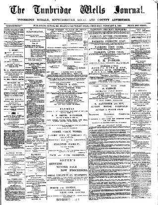 cover page of Tunbridge Wells Journal published on February 2, 1899