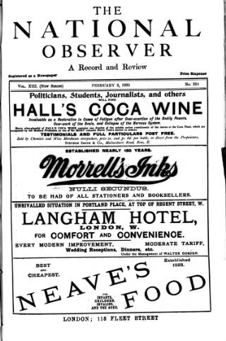 cover page of National Observer published on February 2, 1895