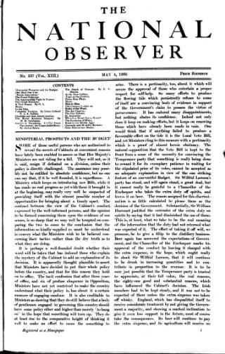 cover page of National Observer published on May 4, 1895