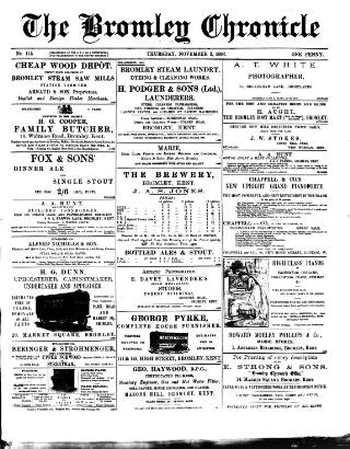 cover page of Bromley Chronicle published on November 2, 1893