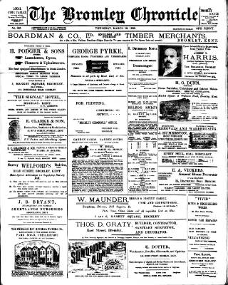 cover page of Bromley Chronicle published on March 19, 1908