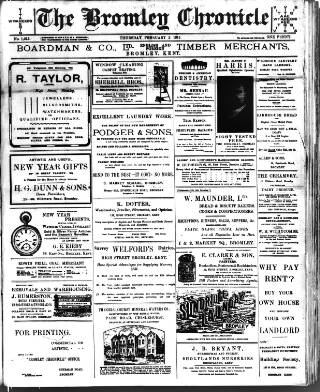 cover page of Bromley Chronicle published on February 2, 1911