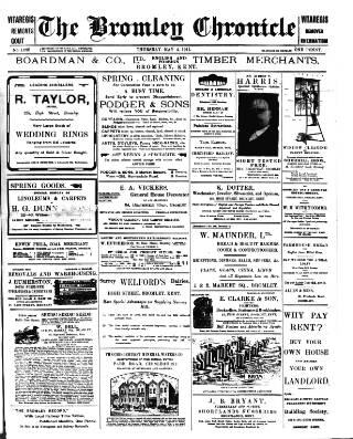 cover page of Bromley Chronicle published on May 4, 1911