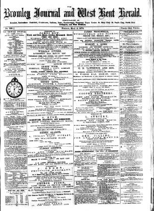 cover page of Bromley Journal and West Kent Herald published on May 2, 1879