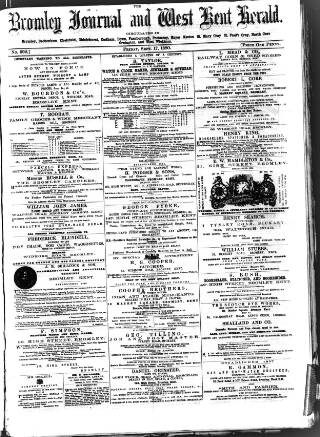 cover page of Bromley Journal and West Kent Herald published on September 17, 1880