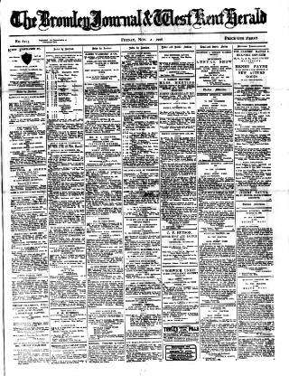 cover page of Bromley Journal and West Kent Herald published on November 2, 1906