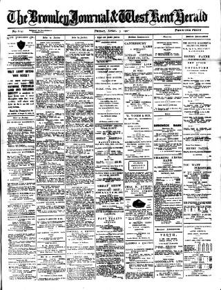 cover page of Bromley Journal and West Kent Herald published on April 5, 1907