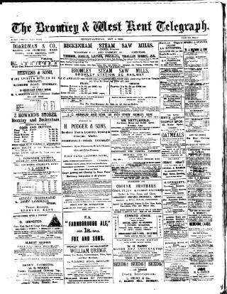 cover page of Bromley and West Kent Telegraph published on May 4, 1889
