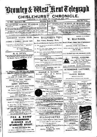 cover page of Bromley and West Kent Telegraph published on March 19, 1904