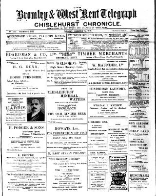 cover page of Bromley and West Kent Telegraph published on September 17, 1910