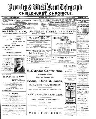 cover page of Bromley and West Kent Telegraph published on May 4, 1912