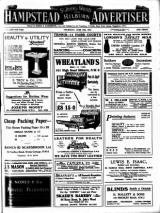 cover page of Hampstead News published on June 18, 1931