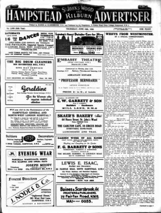 cover page of Hampstead News published on June 18, 1936