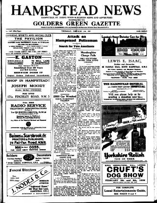 cover page of Hampstead News published on February 2, 1939