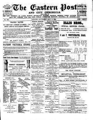 cover page of Eastern Post published on May 2, 1885