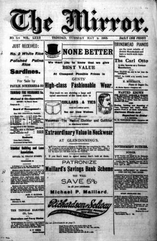 cover page of Mirror (Trinidad & Tobago) published on May 2, 1905