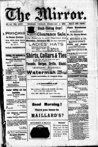 cover page of Mirror (Trinidad & Tobago) published on February 2, 1906