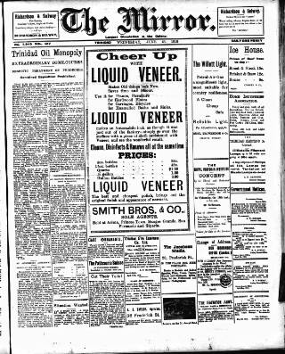 cover page of Mirror (Trinidad & Tobago) published on June 18, 1913