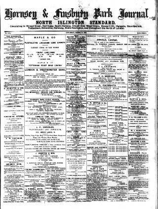 cover page of Hornsey & Finsbury Park Journal published on March 19, 1898