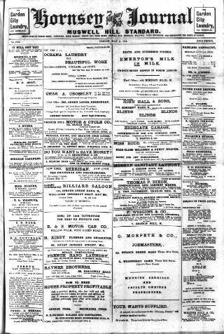 cover page of Hornsey & Finsbury Park Journal published on May 2, 1913