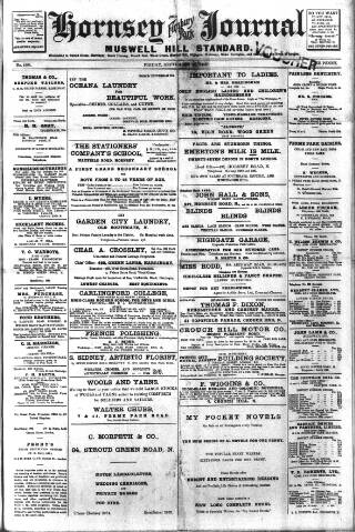 cover page of Hornsey & Finsbury Park Journal published on September 17, 1915