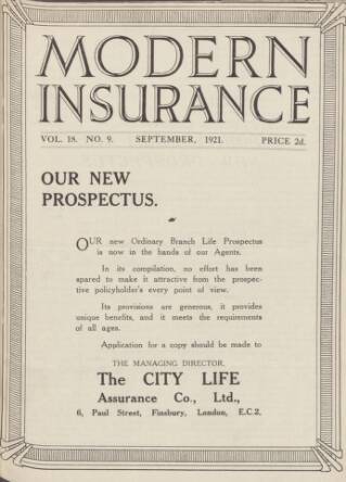 cover page of City Life Record published on September 1, 1921