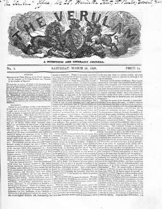 cover page of Verulam published on March 29, 1828