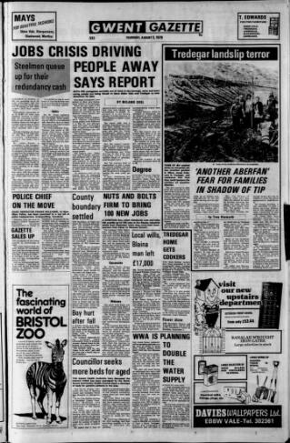 cover page of Gwent Gazette published on August 2, 1979