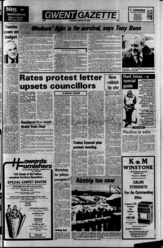 cover page of Gwent Gazette published on March 19, 1981