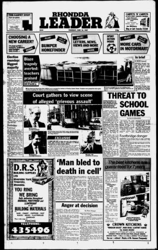 cover page of Rhondda Leader published on June 18, 1987