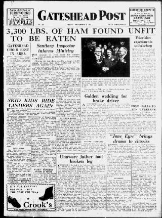 cover page of Gateshead Post published on November 2, 1951