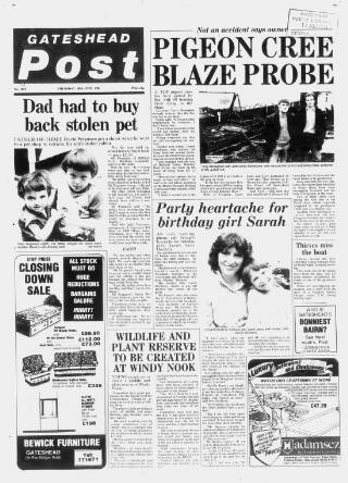 cover page of Gateshead Post published on June 18, 1981