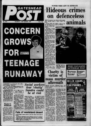 cover page of Gateshead Post published on September 17, 1987