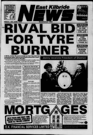 cover page of East Kilbride News published on June 18, 1993