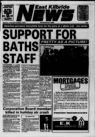 cover page of East Kilbride News published on September 17, 1993
