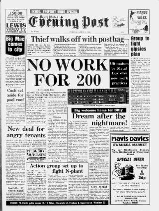 cover page of South Wales Daily Post published on April 4, 1986