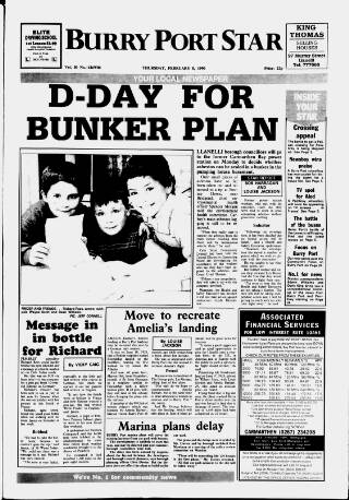 cover page of Burry Port Star published on February 8, 1990