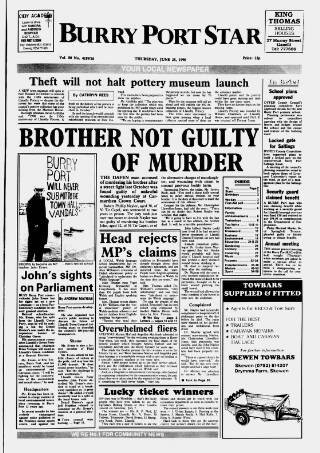 cover page of Burry Port Star published on June 28, 1990