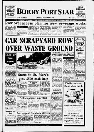 cover page of Burry Port Star published on September 20, 1990