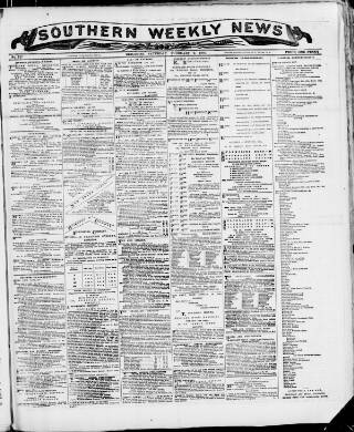 cover page of Southern Weekly News published on February 2, 1889