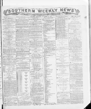 cover page of Southern Weekly News published on November 2, 1889